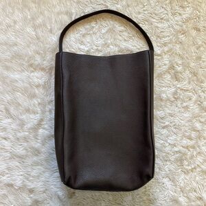 KHAITE Dark Brown Pebbled Leather Shoulder Bag